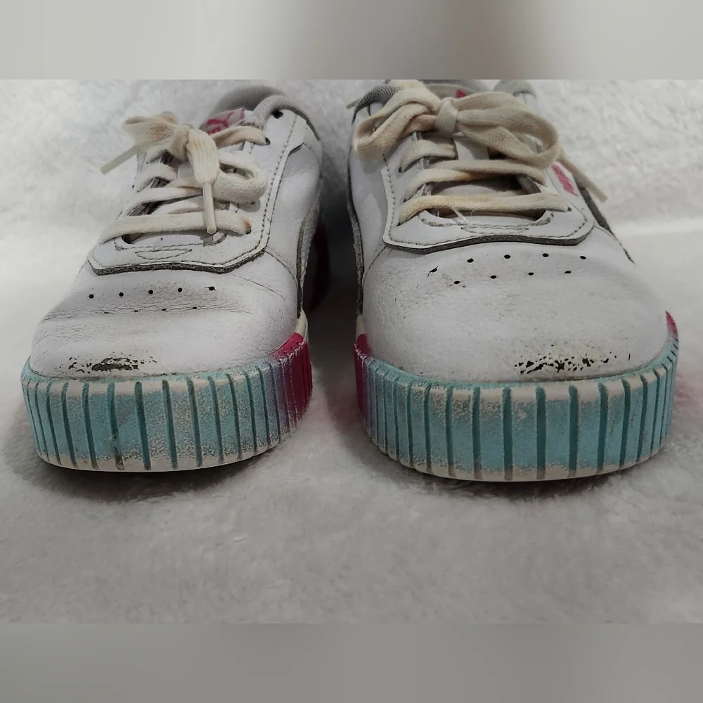 Puma Kid's Carina 2.0 Fade Shoes Sneakers Size 2c White Blue Pink